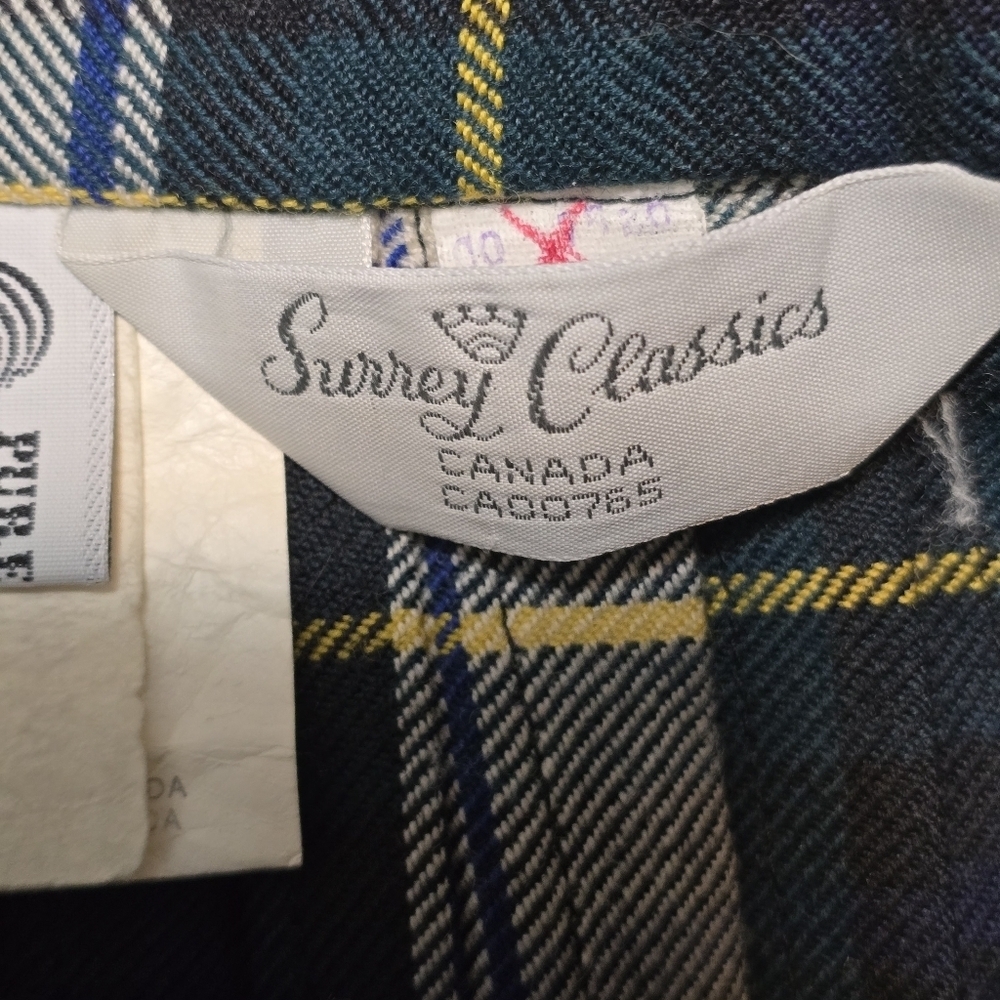 Vintage Surrey Classic Plaid Pure Wool Pleated Kilt Wrap Skirt - Picture 9 of 11